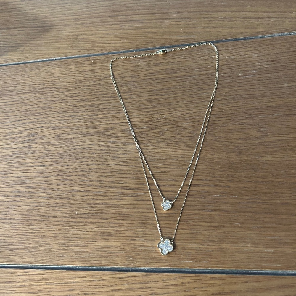 Rachel Zoe Double Clover Necklace 18kt Gold Plated Sterling Silver